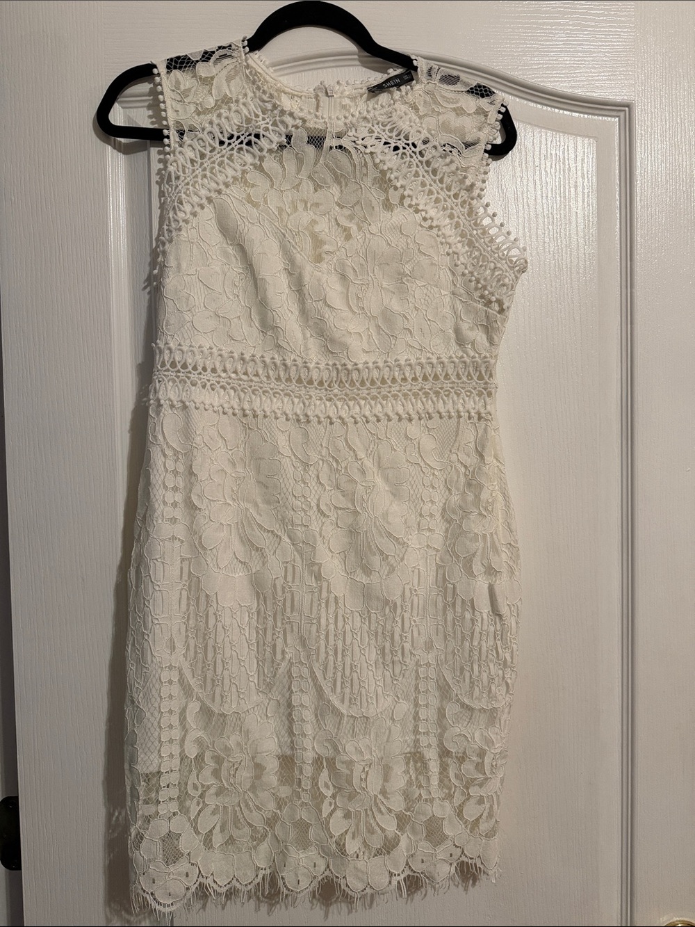 SHEIN Ivory Floral Lace Mini Dress